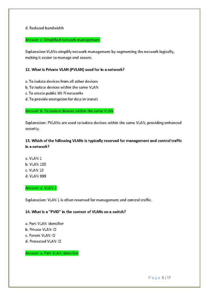 48 VLAN MCQ and Answers with Explanations