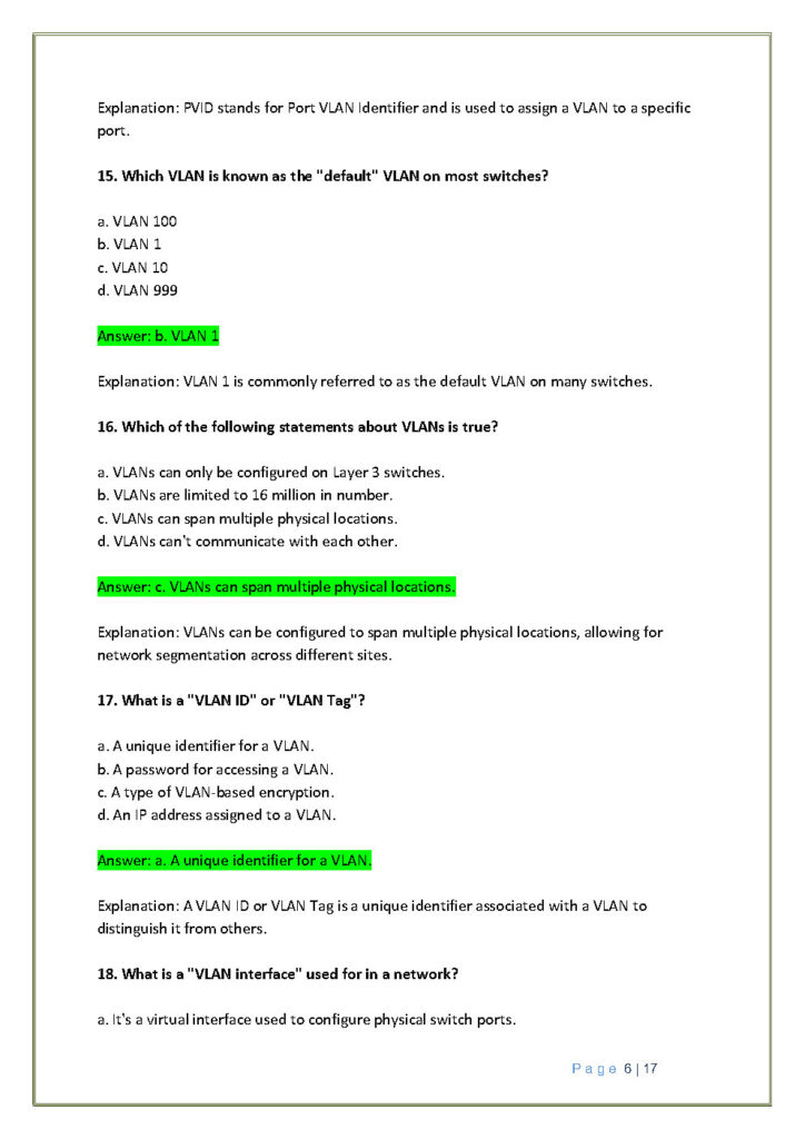 48 VLAN MCQ and Answers with Explanations