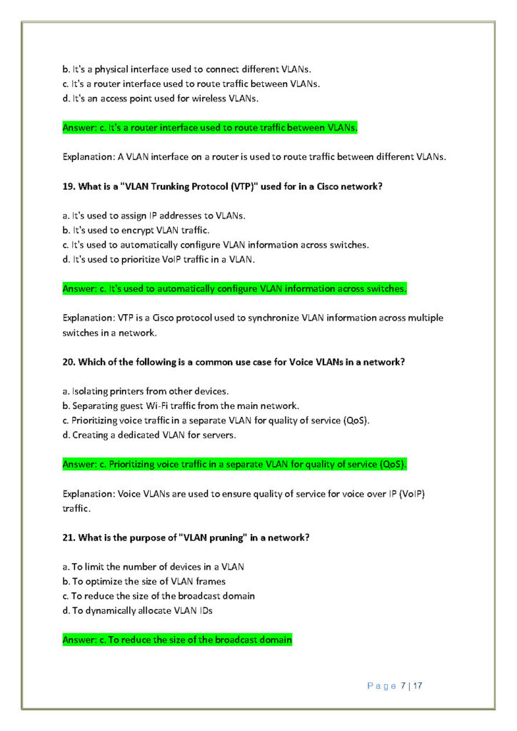 48 VLAN MCQ and Answers with Explanations