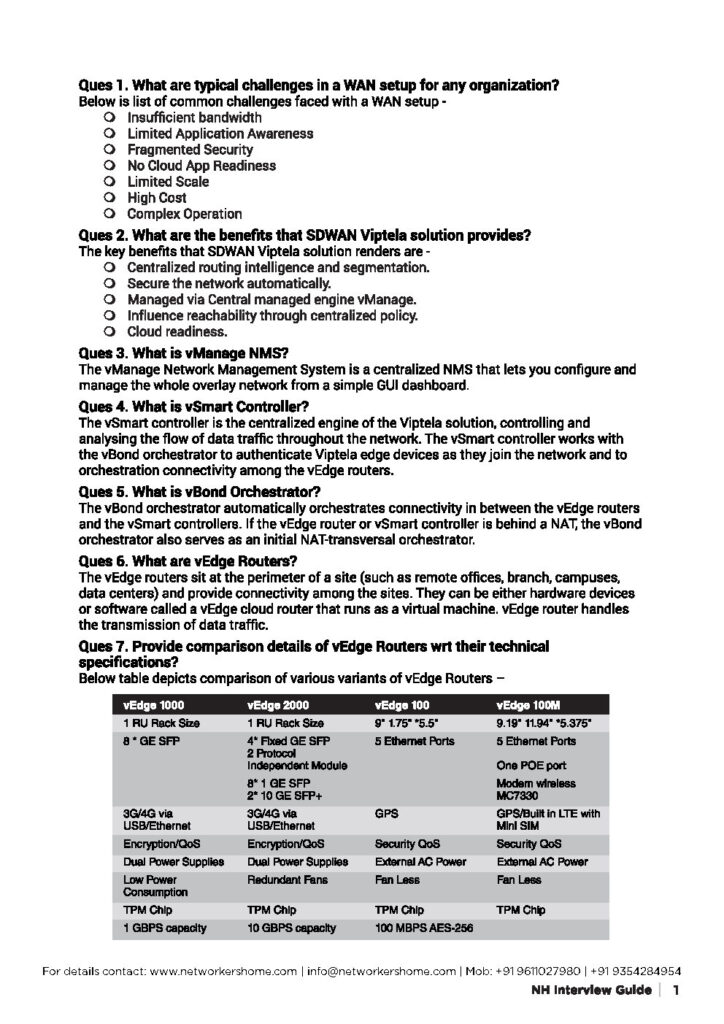 Cisco SDWAN Interview Questions and Answers PDF