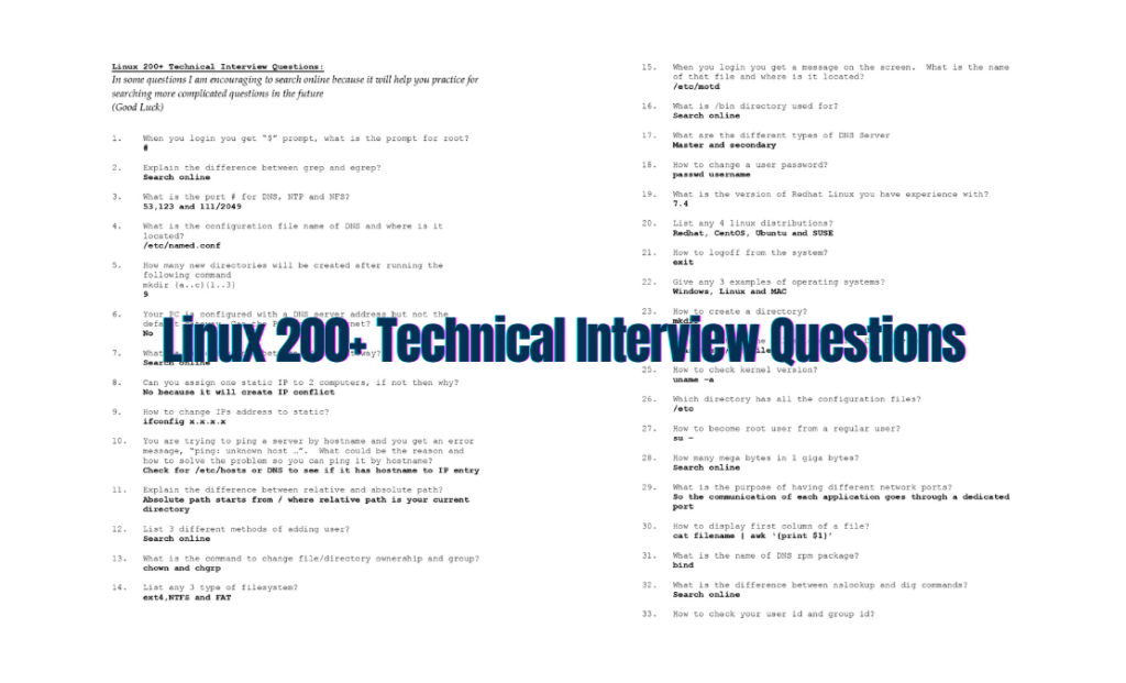 Linux 200+ Technical Interview Questions PDF