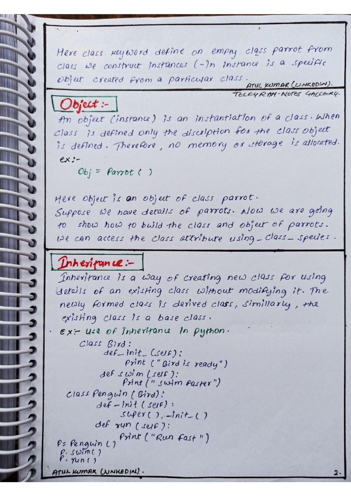 OOPs in Python with Handwritten Notes (PDF)