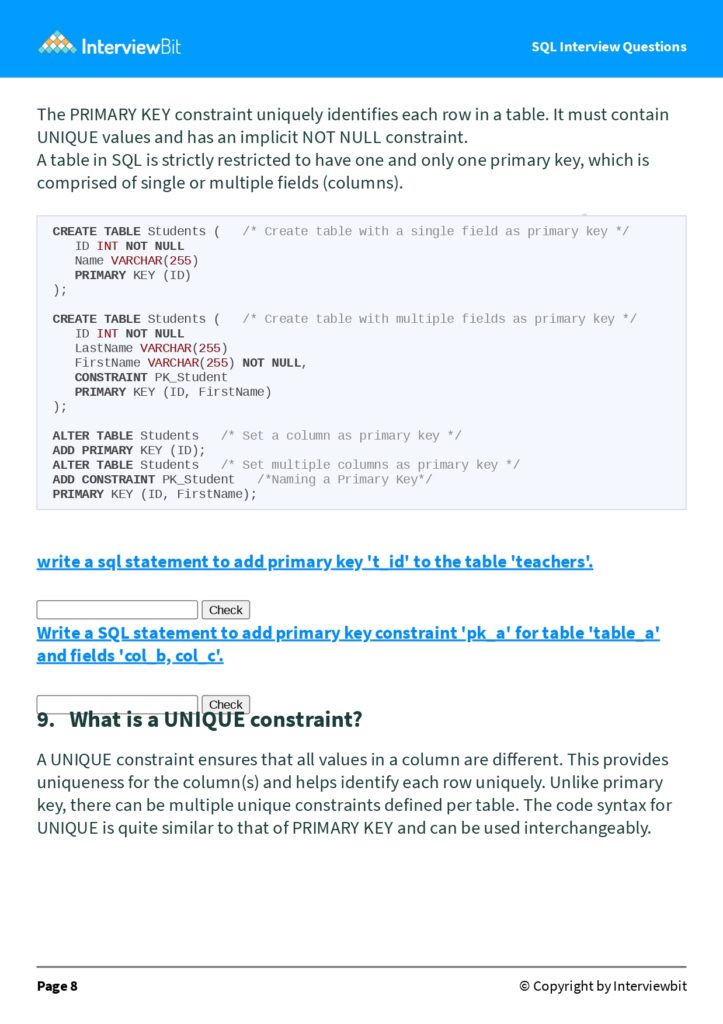 66 SQL Interview Questions (PDF)