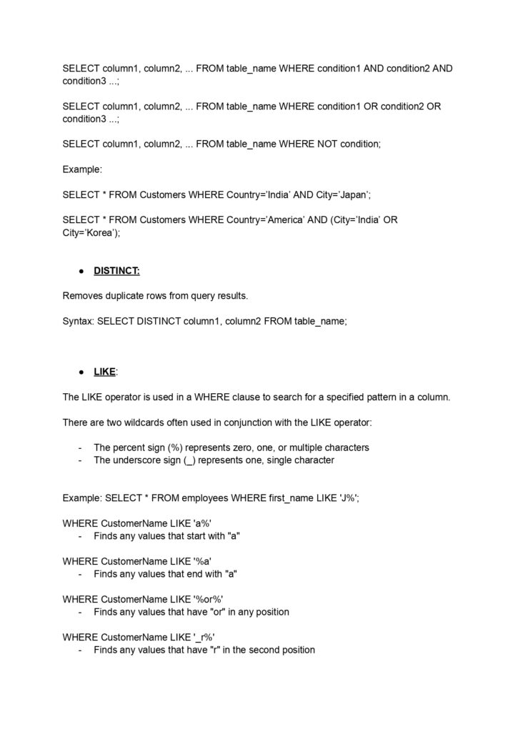 SQL Complete Notes