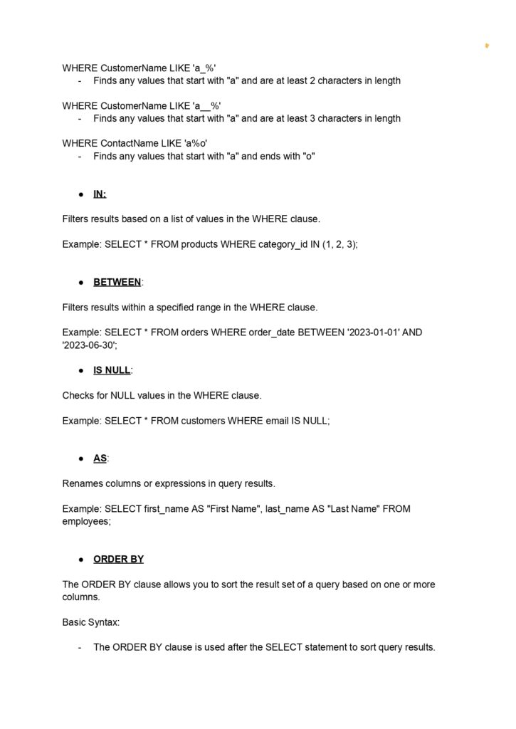 SQL Complete Notes