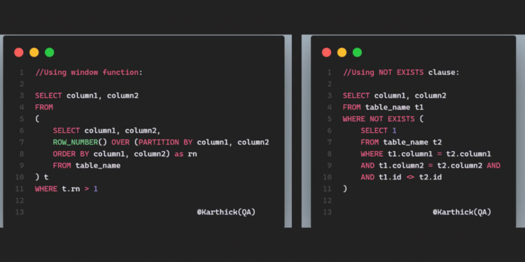 SQL Find Duplicate Rows