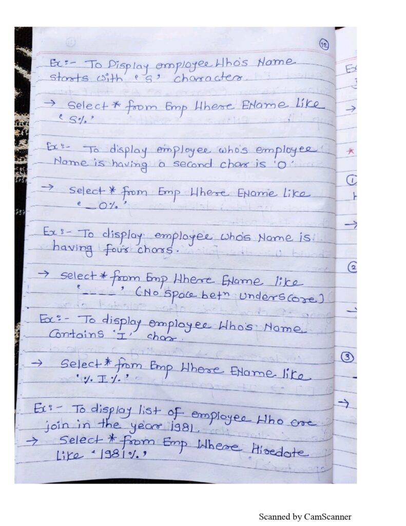 SQL Handwritten Notes: Short PDF Guide for Quick Reference