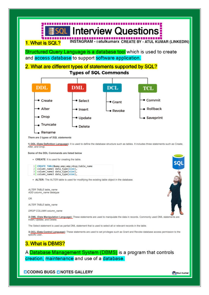 SQL Notes Zero To Hero (PDF)