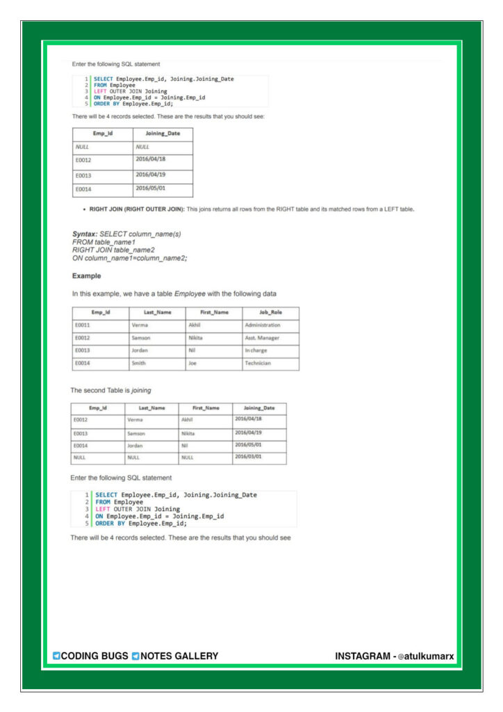 SQL Notes Zero To Hero (PDF)