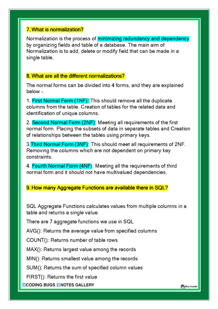 SQL Notes Zero To Hero (PDF)