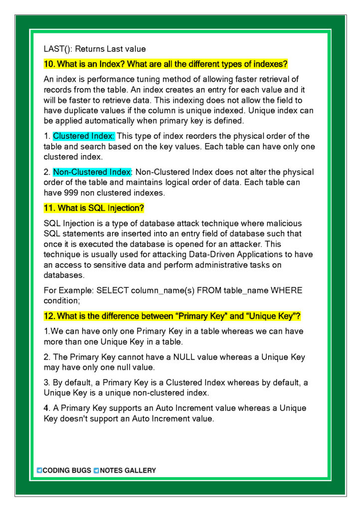 SQL Notes Zero To Hero (PDF)