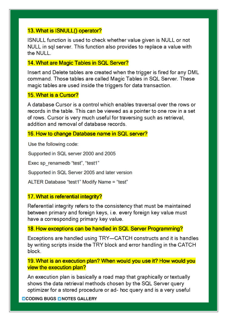 SQL Notes Zero To Hero (PDF)