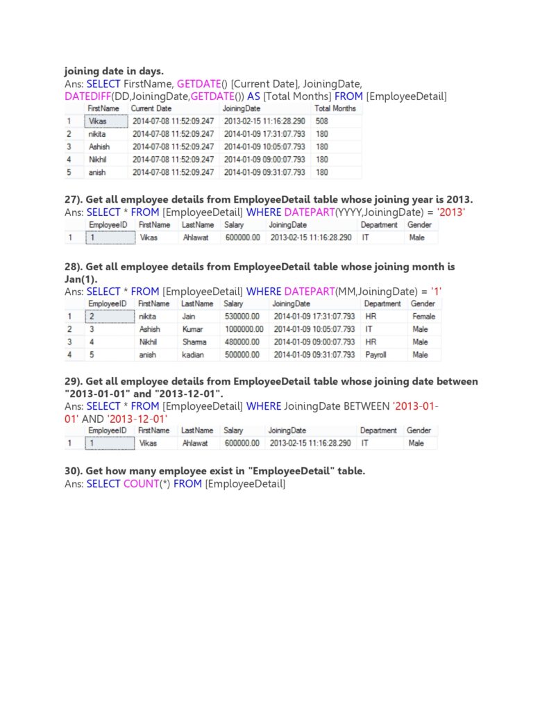 SQL Server Interview Question Answers PDF