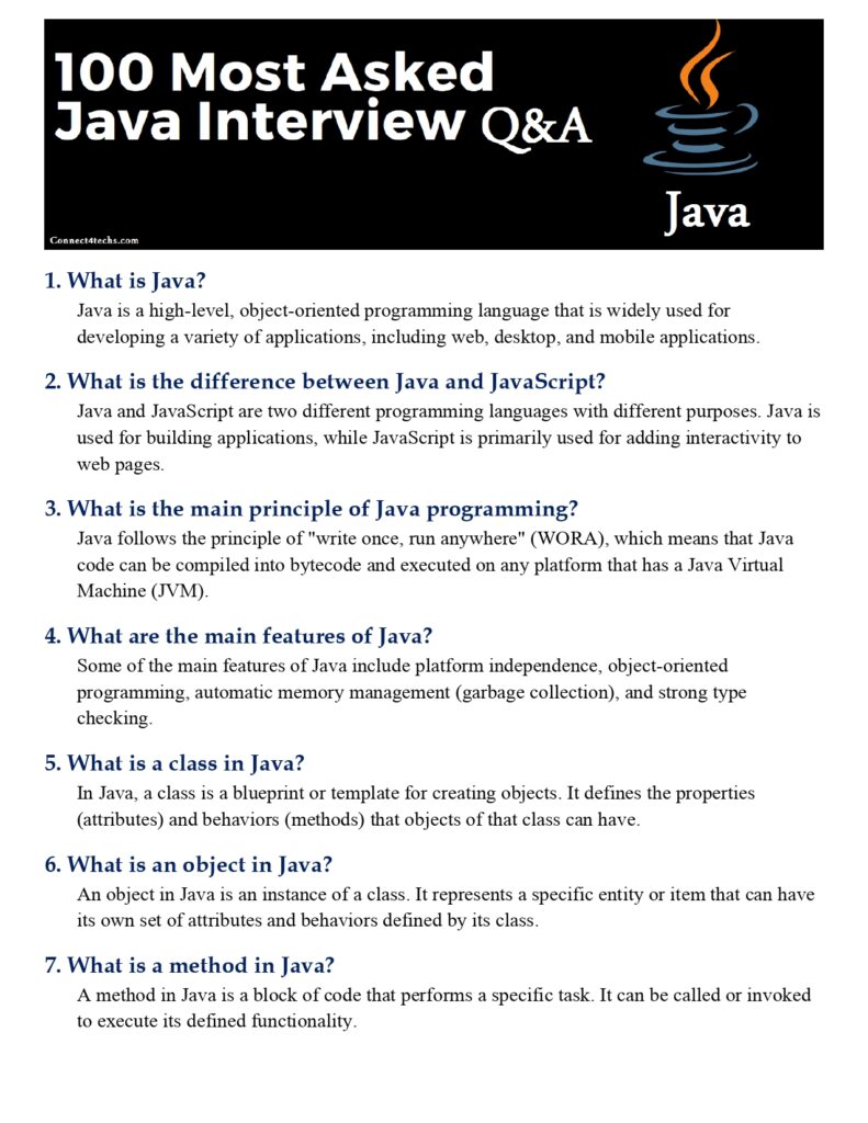 100 Most Asked Java Interview QnA