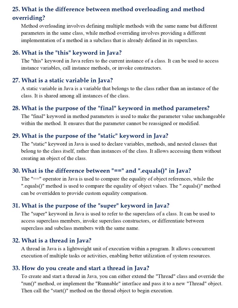 100 Most Asked Java Interview QnA