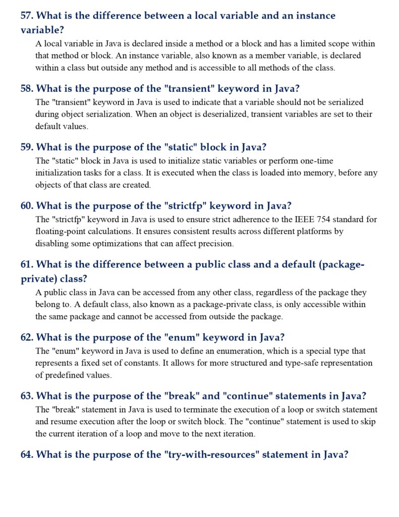 100 Most Asked Java Interview QnA