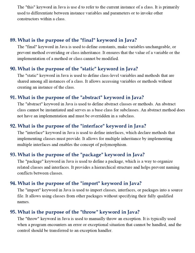 100 Most Asked Java Interview QnA