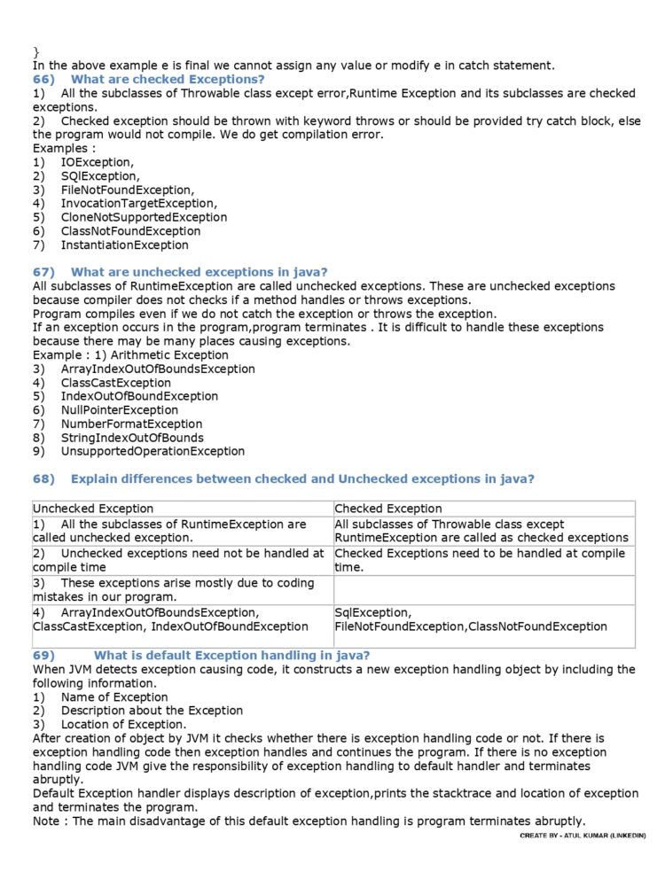 69 Core Java Interview Questions (PDF) - Connect4Techs