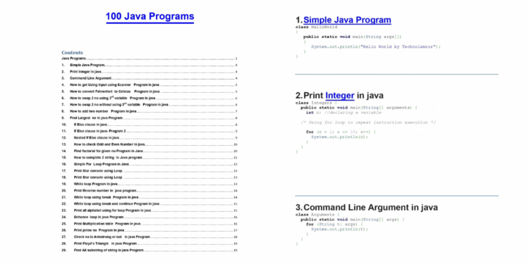 Java Programs (100 Programs) PDF Sheet for Coding Practice - it.connect4techs.com Java Programs (100 Programs) PDF Sheet for Coding Practice