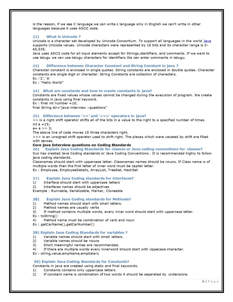 Core Java Cheat Sheet PDF
