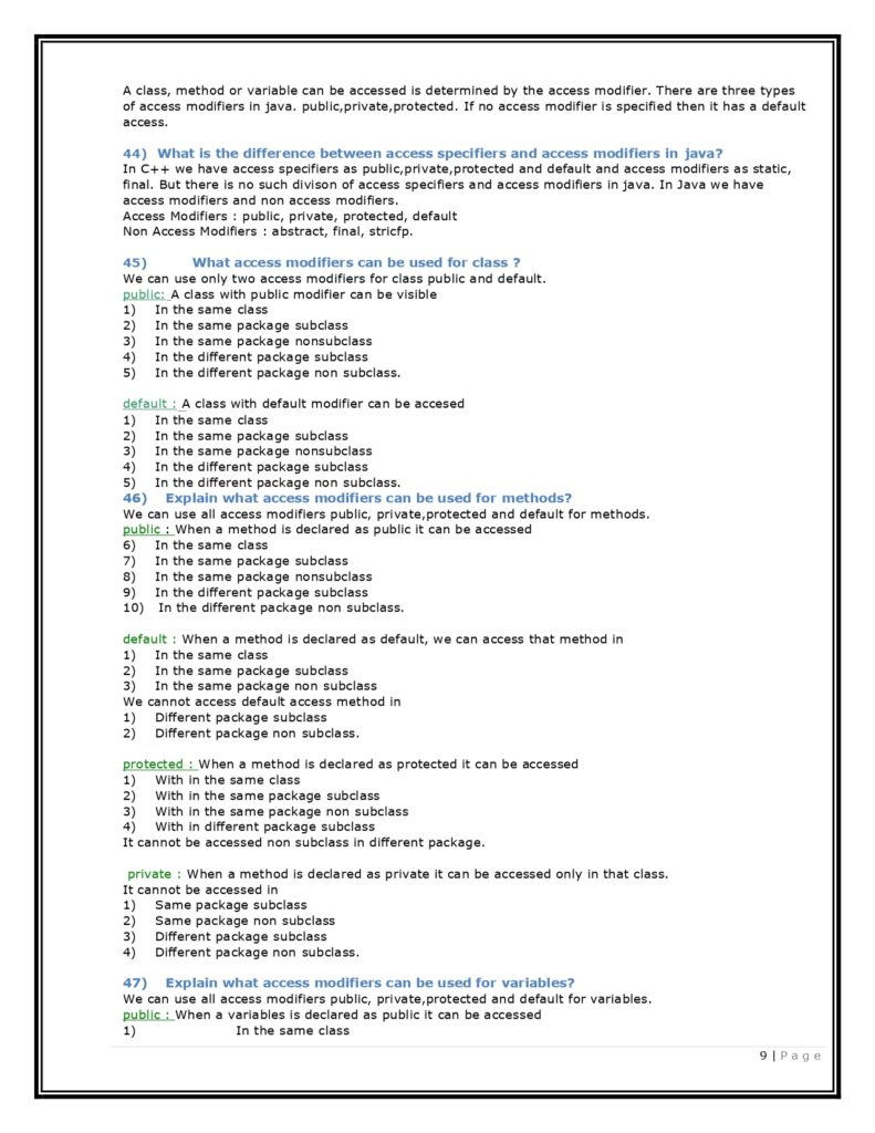 Core Java Cheat Sheet PDF