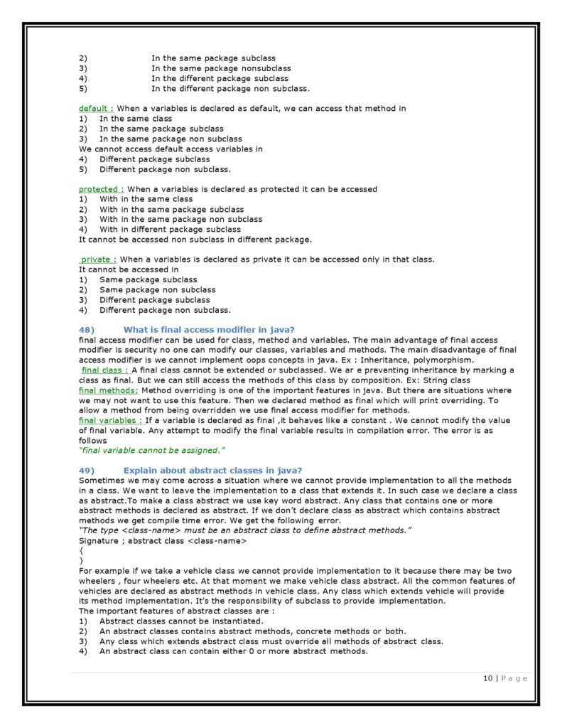 Core Java Cheat Sheet PDF