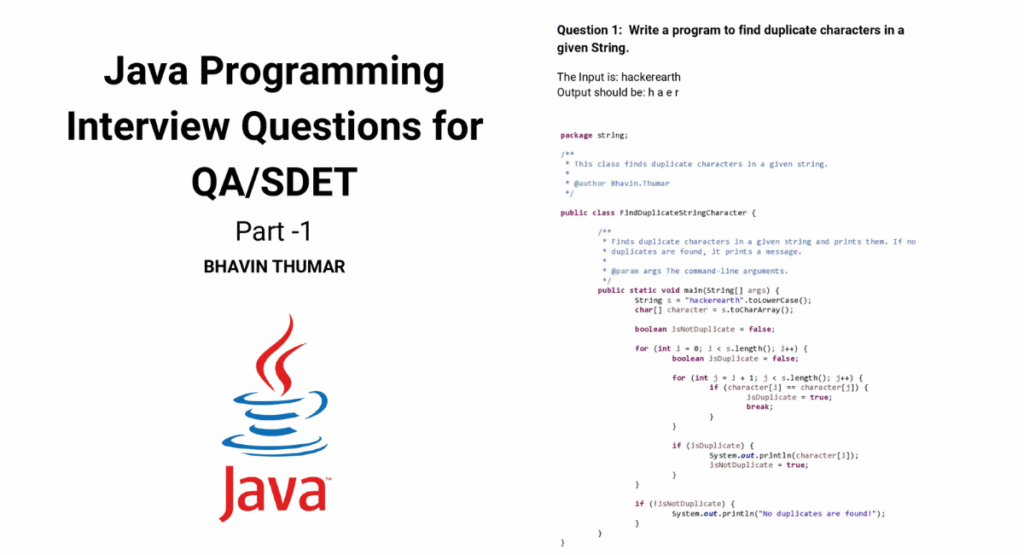 Technical Java Questions for Automation Testers PDF