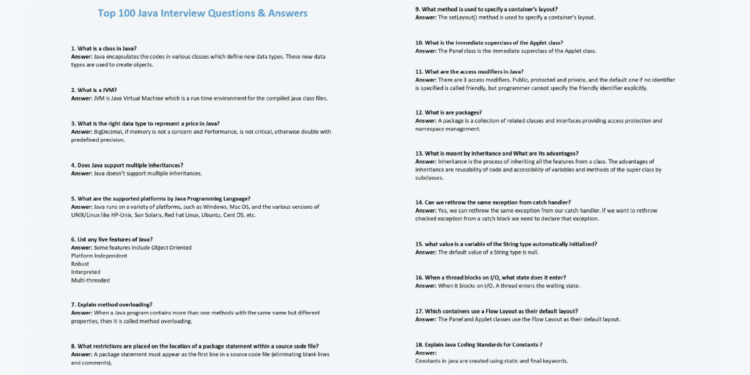 Top 100 Java Questions and Answers - it.connect4techs.com Top 100 Java Questions and Answers PDF