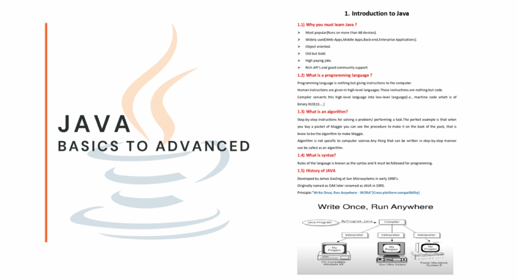 Java Basics To Advanced – Comprehensive Referance Coding PDF