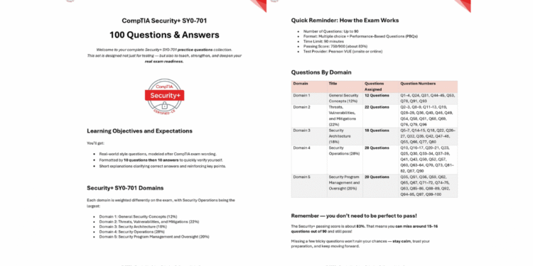 100 Questions Answers CompTIA Security+ SY0-701 - it.connect4techs.com 100 Questions Answers CompTIA Security+ SY0-701