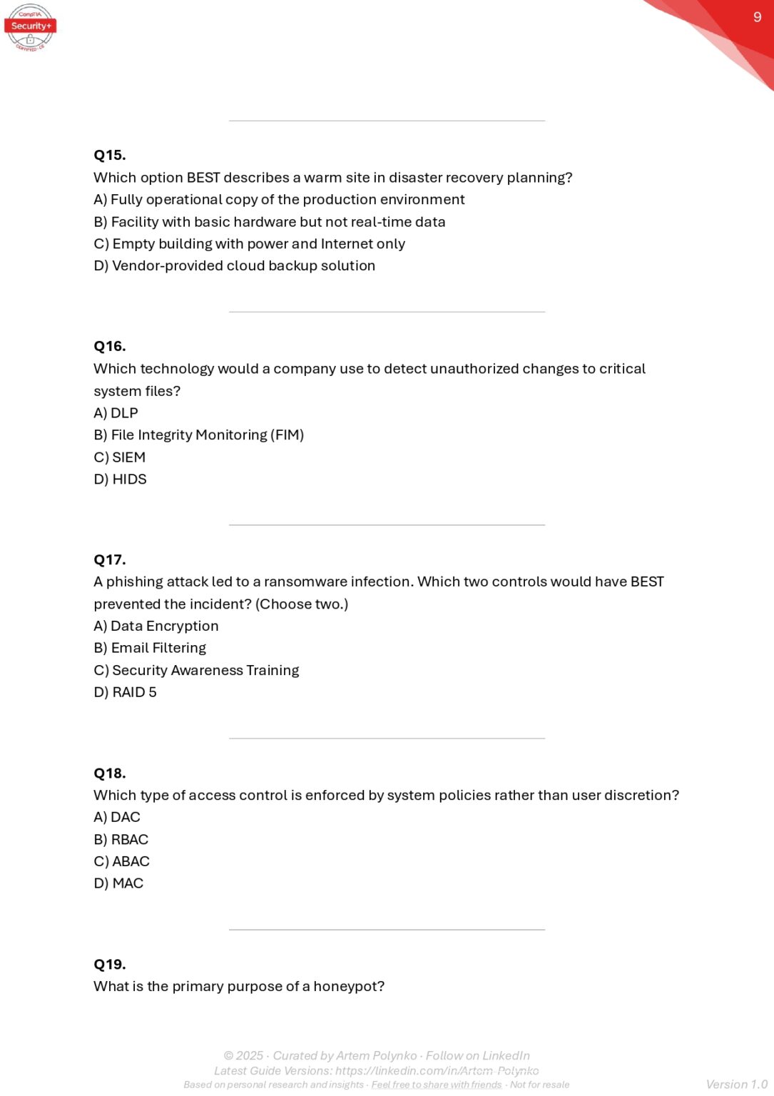 100 Questions for CompTIA Security SY0-701 PDF
