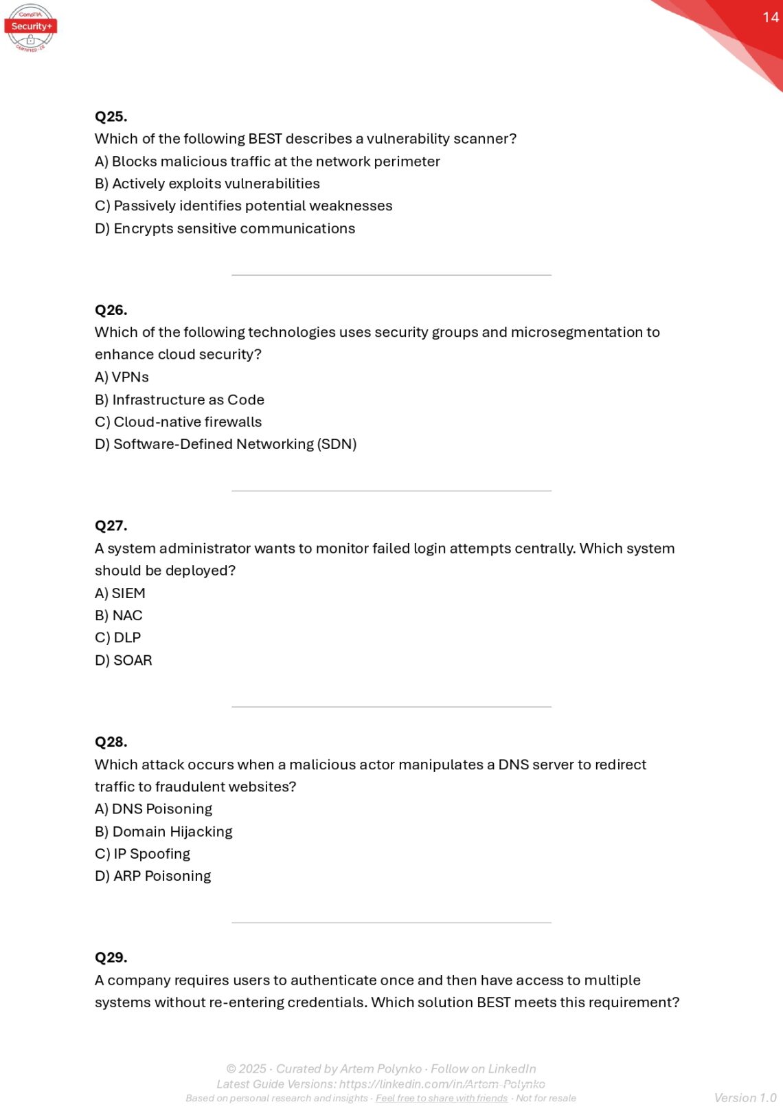 100 Questions for CompTIA Security SY0-701 PDF
