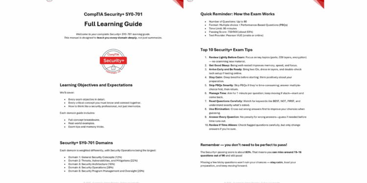 CompTIA Security+ SY0-701 Full Learning Guide - it.connect4techs.com CompTIA Security+ SY0-701 Full Learning Guide